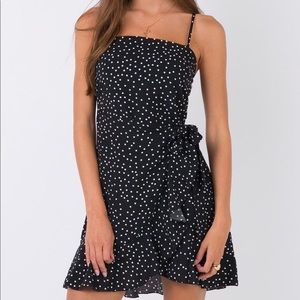 Princess Polly polka dot mini dress size 6 black